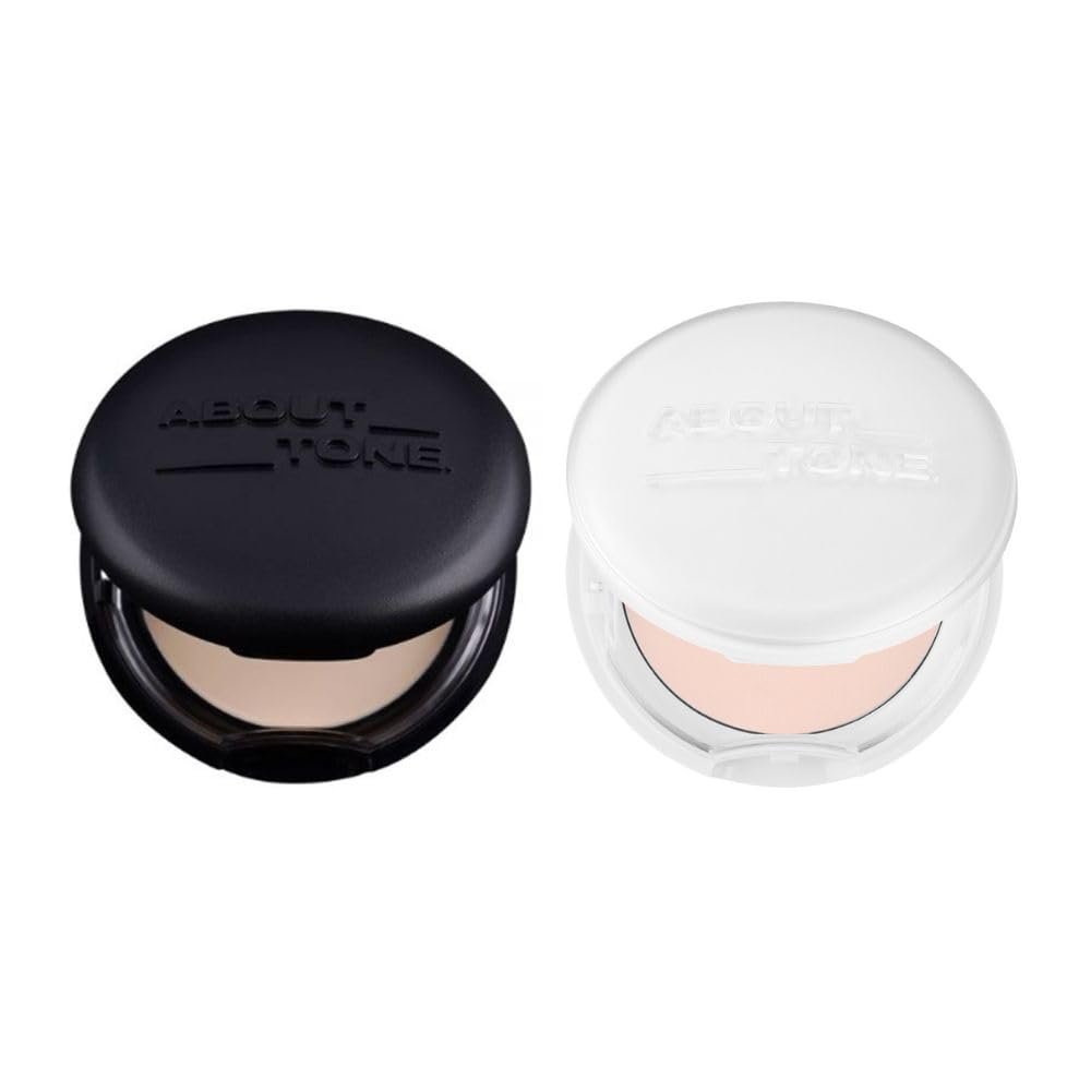 [ABOUT TONE] Blur Powder Pact (1.5 COOL FAIR) + Sebum Cut Powder Pact BUNDLE SET/Pressed Powder Pact with Mirror and Puff, Face Makeup Setting Powder, Finishing Powder with Sebum Control, Vegan