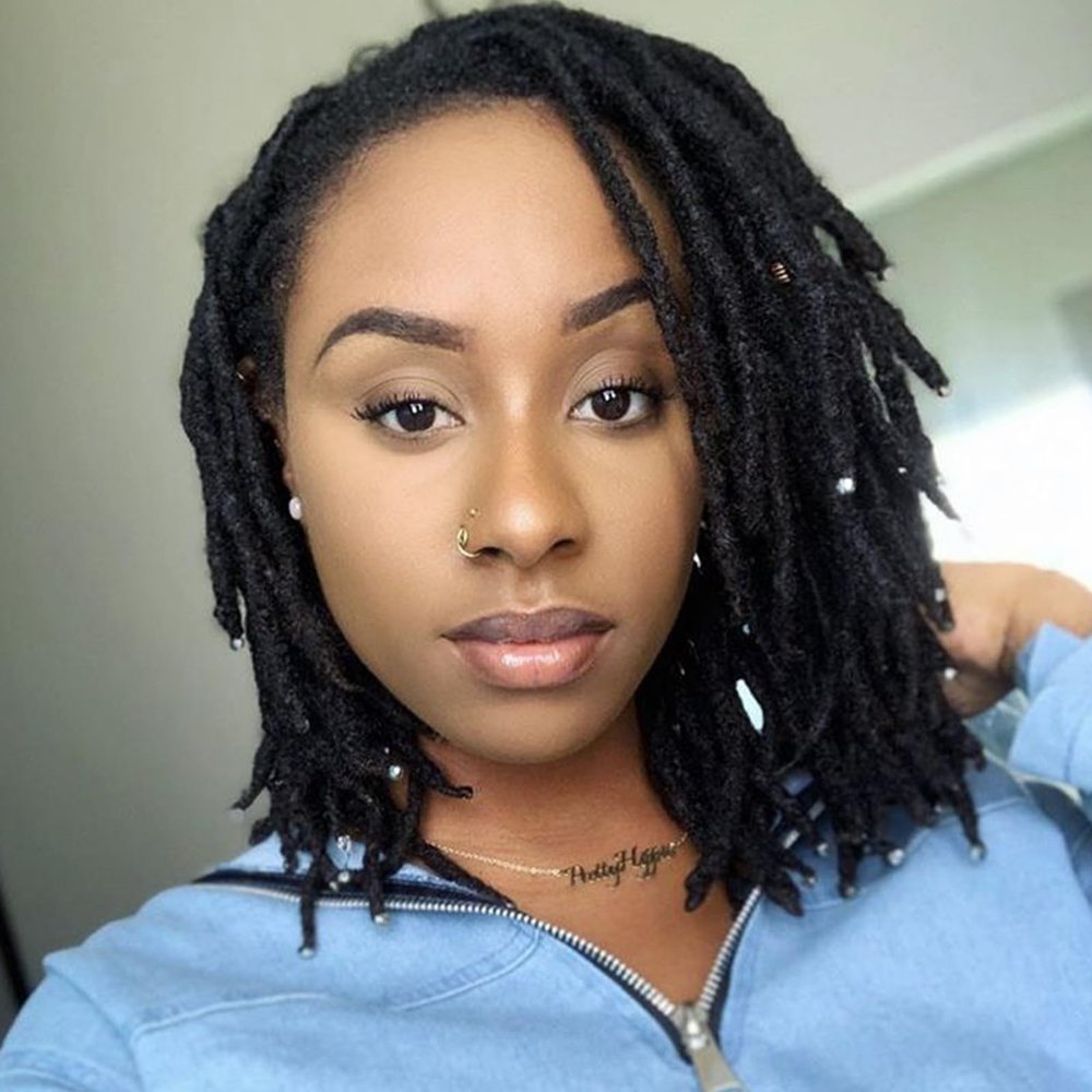 0.4 cm Width 10 Inch 100 Strands Human Hair Loc Extensions, Natural Black 100% Full Handmade Permanent Real Human Hair Dreadlock Extensions for Women/Men/Kids Can Be Dyed Bleached Curled Twisted