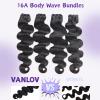 Vanlov Body Wave Human Hair Bundles 16 16 18 18 Inch 16A Brazilian Remy Hair Bundles Body Wave 4 Bundles Human Hair Extension Double Weft Natural Color view 2