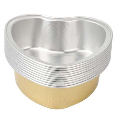 10PCS Wax Melting Bowl,Heart Shape Aluminum Foil Wax Bean Cup,Large Capacity Wax Melt Containers for Hair Removal(golden)