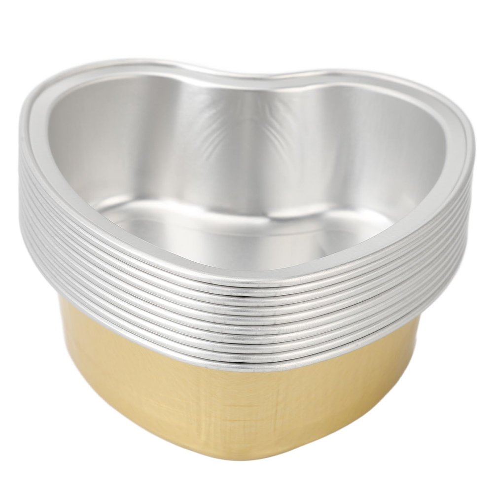 10PCS Wax Melting Bowl,Heart Shape Aluminum Foil Wax Bean Cup,Large Capacity Wax Melt Containers for Hair Removal(golden)