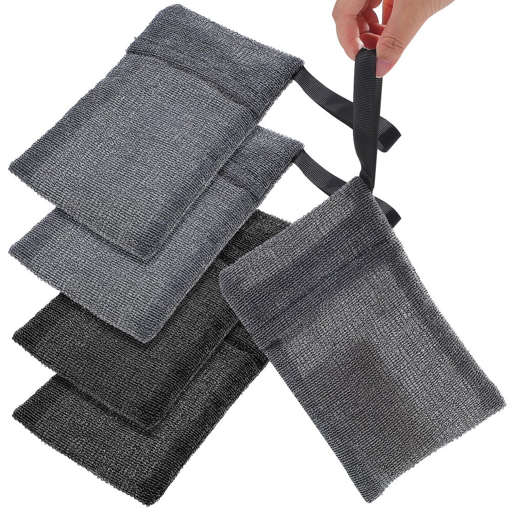 Didiseaon 4Pcs Soap Pocket Exfoliating Soap Saver Pouch Foaming for Bath Shower Exfoliating Body Scrubber Sponge