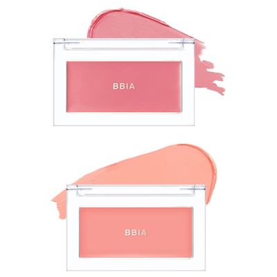 BBIA Ready To Wear Downy Cheek Cream Blush 2P Set (08 DOWNY ROSY + 02 DOWNY PEACH) / Blendable and Lightweight Cheek Makeup, Highly Pigmented with Long Wearing Formula