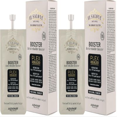 Il Salone Milano Professional Plex Rebuilder Booster for Bleached, Colored, Treated Hair - Restores and Restructures - Bond rebuilder -Premium Quality (4 Count) (Pack of 2)