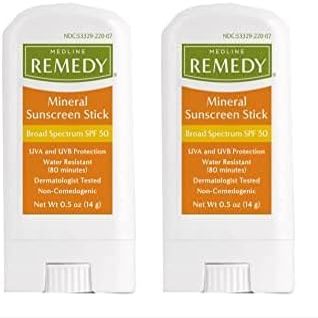 Medline Remedy Mineral Sunscreen Stick, 0.5 oz (Pack of 2)