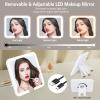 Aiborke Travel Makeup Bag with Led Mirror Make up Case with Lighted Mirror Cosmetic Organizer bag with Adjustable Dividers and 5X Magnifying Mirror Makeup Box Vanity Case for Women (White+Brown) view 2