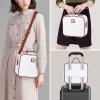 Aiborke Travel Makeup Bag with Led Mirror Make up Case with Lighted Mirror Cosmetic Organizer bag with Adjustable Dividers and 5X Magnifying Mirror Makeup Box Vanity Case for Women (White+Brown) view 4