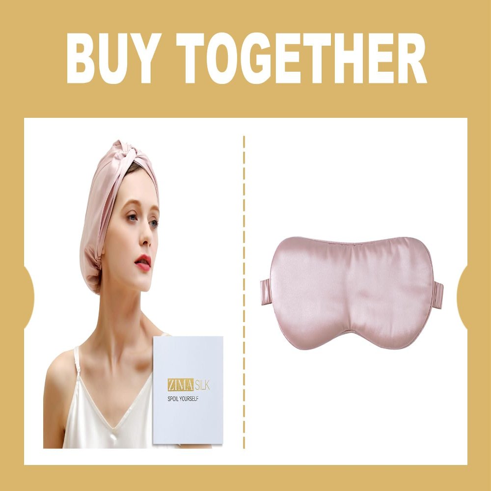 ZIMASILK 22 Momme Mulberry Silk Sleep Cap & 22 Momme Eye Mask for Sleeping,100% Pure Mulberry Silk for Hair and Skin