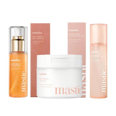 MASTINA White Mastic Ampoule Mist (1.7fl oz) - Body Mist (5.1fl oz) - Toner Pad (60 Count)