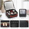 Aiborke Travel Makeup Bag with Led Mirror Make up Case with Lighted Mirror Cosmetic Organizer bag with Adjustable Dividers and 5X Magnifying Mirror Makeup Box Vanity Case for Women (Black+Brown) view 3