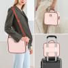 Aiborke Travel Makeup Bag with Led Mirror Make up Case with Lighted Mirror Cosmetic Organizer bag with Adjustable Dividers and 5X Magnifying Mirror Makeup Box Vanity Case for Women (Pink+Brown) view 4