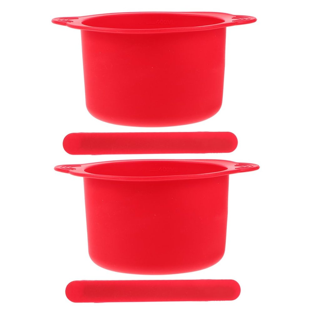 Gogogmee 2sets Wax Melting Bowl for Hair Removal Silicone Wax Warmer Pot Stirrer Sticks Non-stick and Easy to Clean