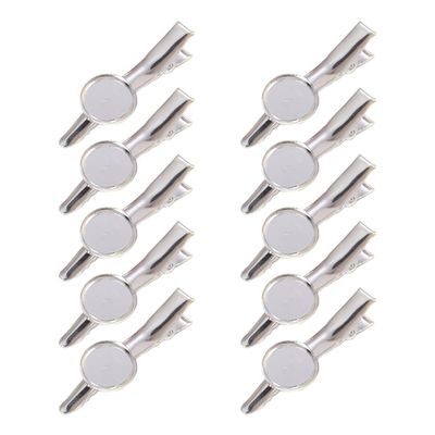 10pcs 4.5cm Metal Alligator Hair Clips with Cabochon Setting Tray Hair Clips with Blank Round Tray Base Alligator Hair Clips Blank Hairgrip Base Trays for DIY Hair Accessories, Silver