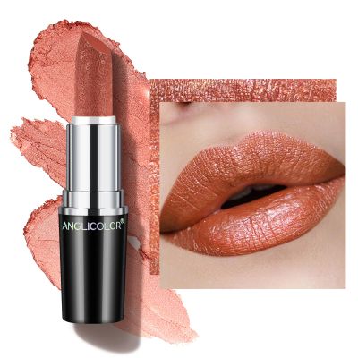 Anglicolor Glitter Metallic Coral Lipstick,High Impact Lipcolor,Lightweight Hydrating Formula Smooth and Non-Sticky,Orange Lipstick For Women,Full-Coverage Lip Makeup (05 BE HAPPY,4g)