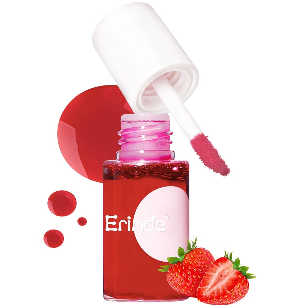 Erinde Water Lip Tint Stain, Mini Liquid Lipstick, Long Lasting Waterproof Lip & Cheek Stain, Non-Stick Cup Korean Lip Gloss, Lightweight, Transfer-Proof, Matte Finish Travel Size Lip Makeup