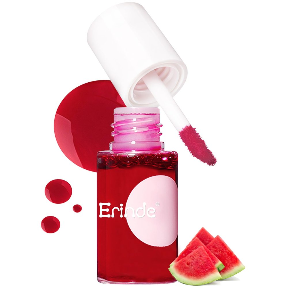 Erinde Water Lip Tint Stain, Mini Liquid Lipstick, Long Lasting Waterproof Lip & Cheek Stain, Non-Stick Cup Korean Lip Gloss, Lightweight, Transfer-Proof, Matte Finish Travel Size Lip Makeup