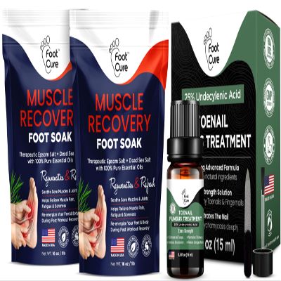 Muscle Relief Foot Soak with Epsom Salts - All Natural Salts for Post Workout Recovery - Softens Calluses with Toenail Repair Solution