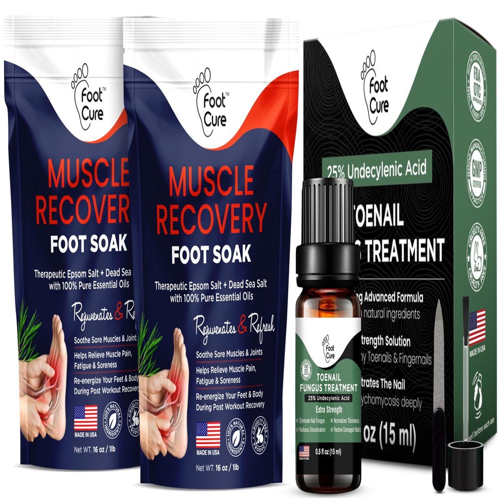 Muscle Relief Foot Soak with Epsom Salts - All Natural Salts for Post Workout Recovery - Softens Calluses with Toenail Repair Solution