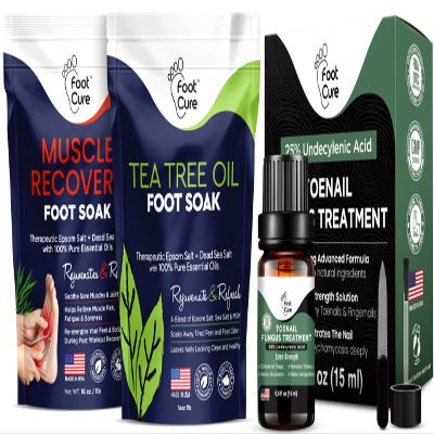 Tea Tree Oil & Muscle Relief Foot Soak with Epsom Salts - All Natural Salts for Post Workout Recovery & Toenail Repair Solution