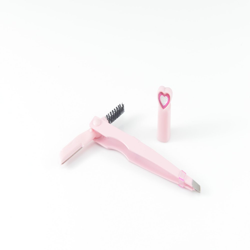 Urban Arden Eyebrow 3 in 1 Dermaplane razor, Eyebrow Tweezers, Eyebrow Brush, Face Razor For Women, Dermaplaning tool (Pink)