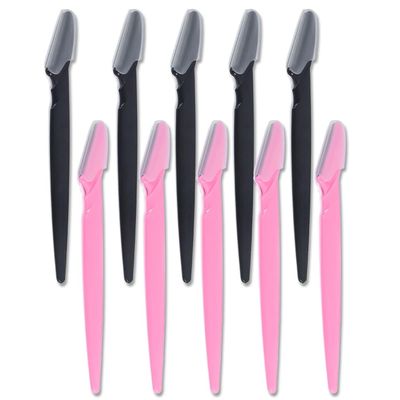 10Pcs Facial Razor, Exfoliating Dermaplaning Tools, Eyebrow Trimmers Shaver with Safety Cover,- Face Razors | Eyebrow RazorFacial Hair Removal for Women Men Body Use (5 Pink,5 Black)