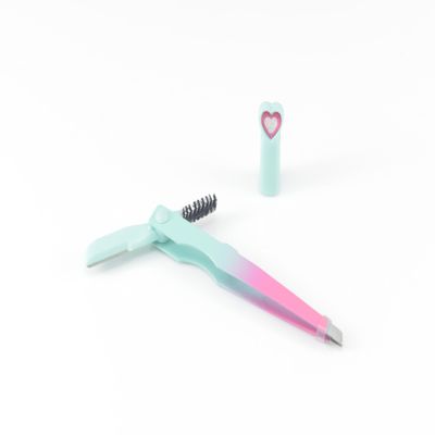 Urban Arden Eyebrow 3 in 1 Dermaplane razor, Eyebrow Tweezers, Eyebrow Brush, Face Razor For Women, Dermaplaning tool (Teal/Pink)