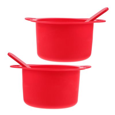 WOONEKY 2sets Silicone Wax Melt Warmer Bowls for Hair Removal and Facial Masks High-temperature Resistant Capacity Includes Red Replacement Pots and Stirring Sticks for Home and Salon Use