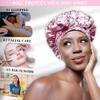 100% Mulberry Silk Bonnet for Sleeping with Ties  Adjustable 19 Momme Double-Layer Reversible Hair Wrap  Stay-On Sleep Bonnet for Women, Long Curly Hair, Natural Hair Care, Real Silk Night Cap  Handmade in USA (Floral) view 2