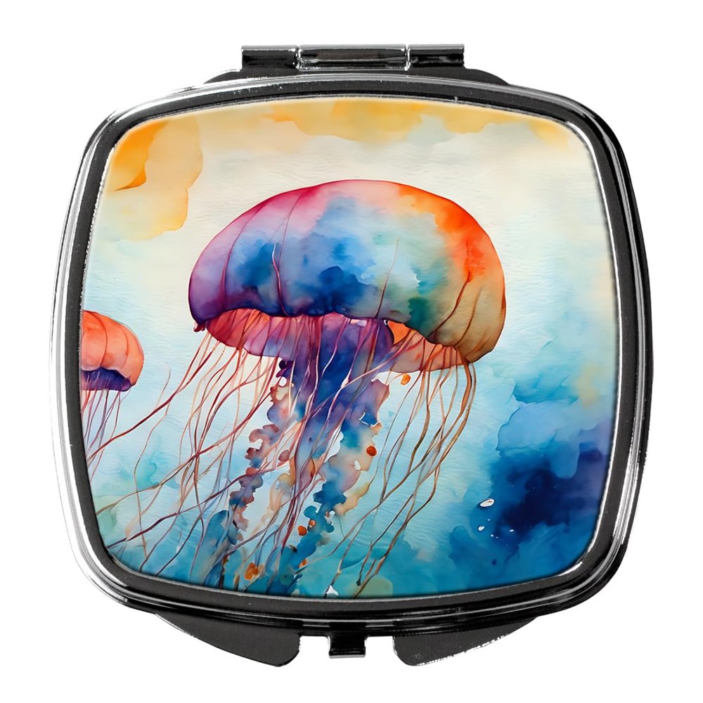 Caroline's Treasures Jellyfish Compact Mirror Decorative Travel Makeup Mirror for Women Girls Gifts Pocket Makeup Mirror Folding Handheld