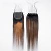 4x4 Lace Closure Free Part Straight Ombre Highlight 100% human hair Brazilian Remy Straight, HD Lace Closure Wigs human hair, 15A Lace Front Wigs Hair (TF1B/30, 16) view 2