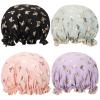 4 Pcs Shower Caps Hat for Women and Girl, Reusable Waterproof Bath Cap Double Waterproof Layers Butterfly view 1