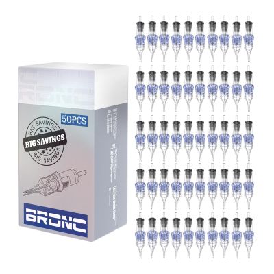 BRONC 50PCS Tattoo Cartridge Needles 1007RL - 7RL #10 Bugpin 0.30mm 7 Round Liner Disposable Tattoo Needles for Rotary Tattoo Machines