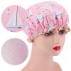 4 Pcs Shower Caps Hat for Women and Girl, Reusable Waterproof Bath Cap Double Waterproof Layers Cat and Boat Pattern view 4