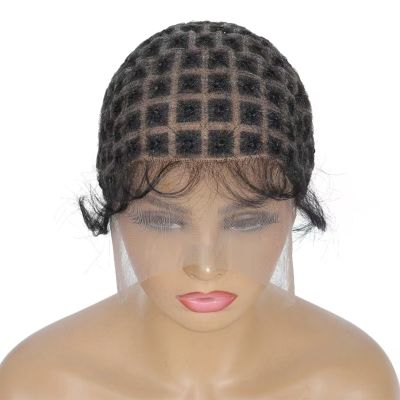 Braided Wig Caps With Baby Hair Double Full Lace Crochet Caps With Natural Knots For Making Lace Front Glueless Braided Wig For Breathable Box square Crochet Hair (1B, 95 Knots)