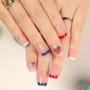 24Pcs Independence Day Press on Nails Short Fake Nails,4th of July False Nails with American Flag Patriotic Designs Stick on Nails Full Cover Acrylic Artificial Nails for Women Manicure Decorations view 1