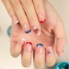 24Pcs Independence Day Press on Nails Short Fake Nails,4th of July False Nails with American Flag Patriotic Designs Stick on Nails Full Cover Acrylic Artificial Nails for Women Manicure Decorations view 2