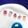 24Pcs Independence Day Press on Nails Short Fake Nails,4th of July False Nails with American Flag Patriotic Designs Stick on Nails Full Cover Acrylic Artificial Nails for Women Manicure Decorations view 4