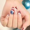 24Pcs 4th of July Press on Nails Medium Almond Independence Day Fake Nails Red Glitter French Tip False Nails with Star Designs Full Cover Stick on Nails Acrylic Patriotic Artificial Nails for Women view 1