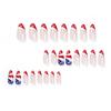 24Pcs 4th of July Press on Nails Medium Almond Independence Day Fake Nails Red Glitter French Tip False Nails with Star Designs Full Cover Stick on Nails Acrylic Patriotic Artificial Nails for Women view 3