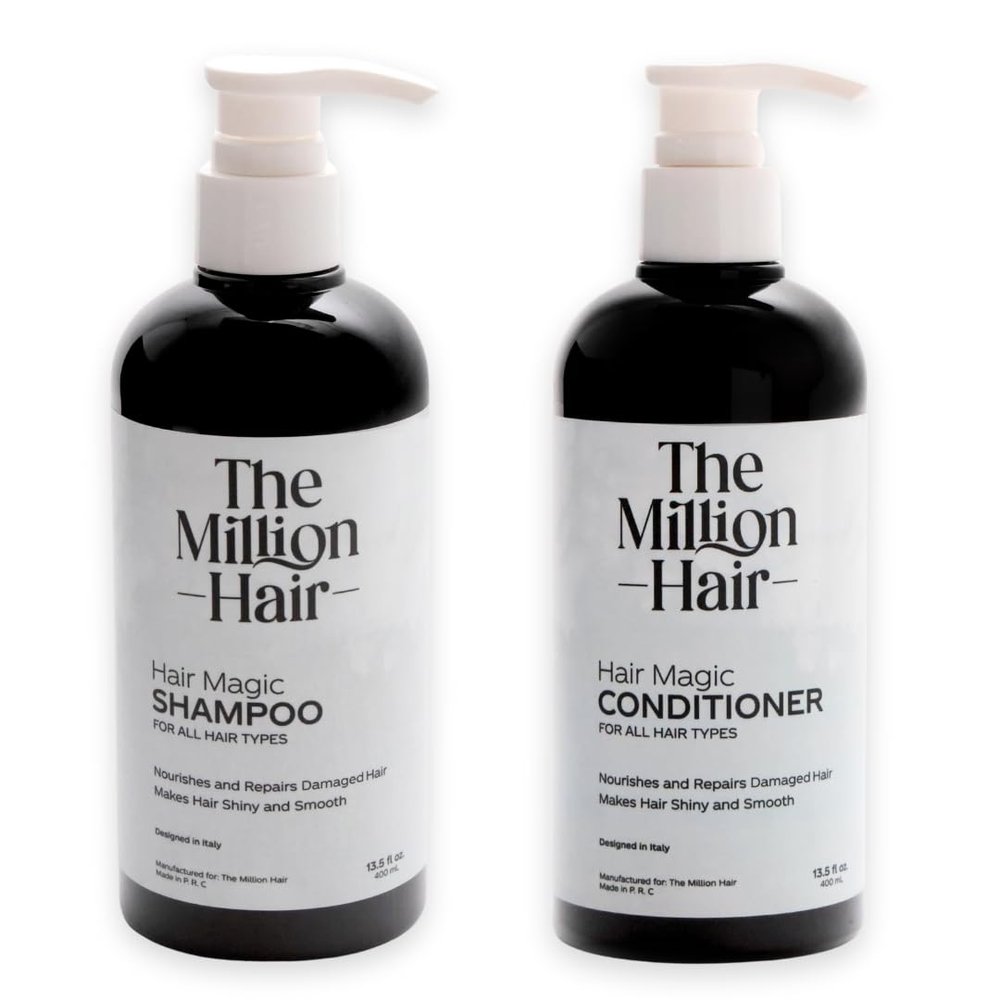 Hair Magic- Shampoo & Conditioner Set By The Million Hair, 13.5 Fl Oz (Pack of 2), White