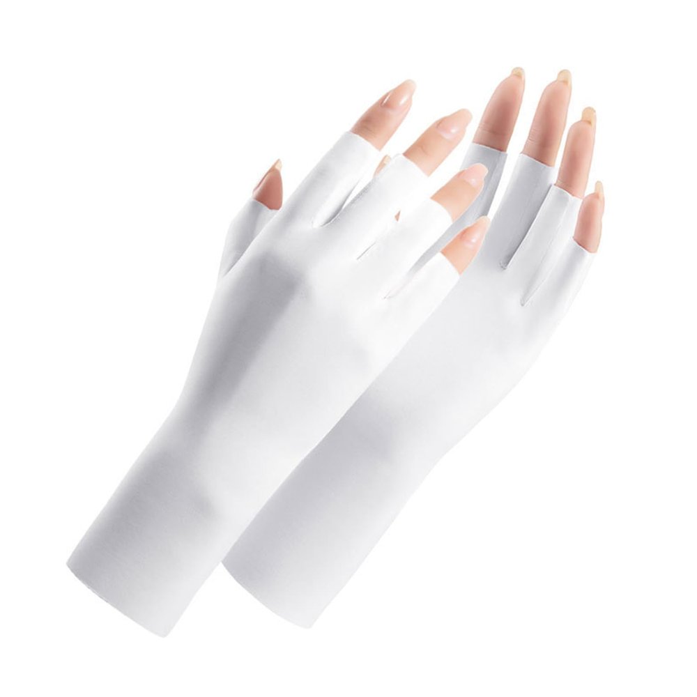 YS0911 Women Fingerless Gloves Uv Protection Gloves UV Shield Gloves Anti Uv Gloves For Gel Driving Gloves Gloves Womens, 149 White