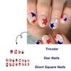 24Pcs Independence Day Press on Nails Short Square Fake Nails 4th of July False Nails Red, Blue, and White Stars Design Glue on Nails Acrylic Nails Full Cover Glossy Patriotic Stick on Nails for Women view 2