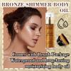 Bronze Shimmer Body Oil with Brush Kit,Waterproof Long Lasting Moisturizing Body Oil for Shimmering Skin on Any Part of The Body,Smooth Non-Sticky Summer Body Shimmer Oil for All Skin Types view 2