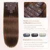 Sisily Clip in Hair Extensions Real Human Hair, Premium Human Hair Clip in Extensions Chocolate Brown, Soft Straight Hair Extensions Real Human Hair Clip ins 7PCS Double Weft16 Inch #4 view 3