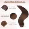 Sisily Clip in Hair Extensions Real Human Hair, Premium Human Hair Clip in Extensions Chocolate Brown, Soft Straight Hair Extensions Real Human Hair Clip ins 7PCS Double Weft16 Inch #4 view 4