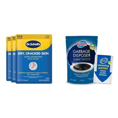Dr. Scholl's Ultra Hydrating Foot Mask 3 Pack and Glisten Garbage Disposer Cleaner Lemon Scent 4 Pack