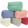 Personalized Embroidery Makeup Bag Hand-held Portable Square Waterproof PU Toiletry Bag Large Capacity Travel Wedding Supplies (1pcs) view 1