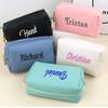 Personalized Embroidery Makeup Bag Hand-held Portable Square Waterproof PU Toiletry Bag Large Capacity Travel Wedding Supplies (1pcs) view 2