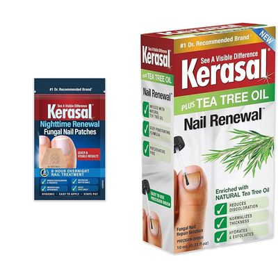 Kerasal Nighttime 14-Patch Nail Repair for Fungus Damage and 0.33oz Nail Renewal Solution with Tea Tree Oil