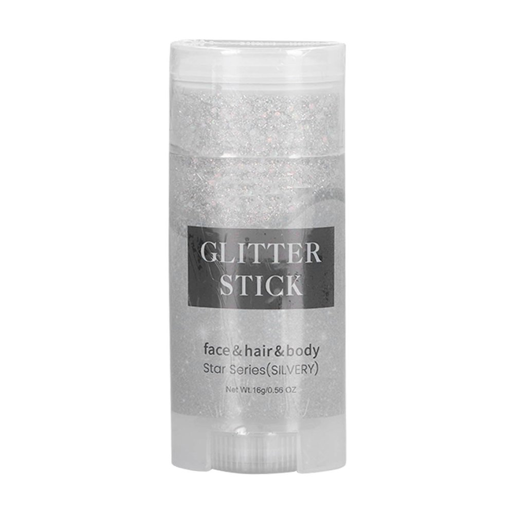 Body Glitter Gel, Body Face Hair Lip Makeup, Body Glitter Stick Waterproof Long Lasting Sparkling Gel Makeup Party Accessories Silver